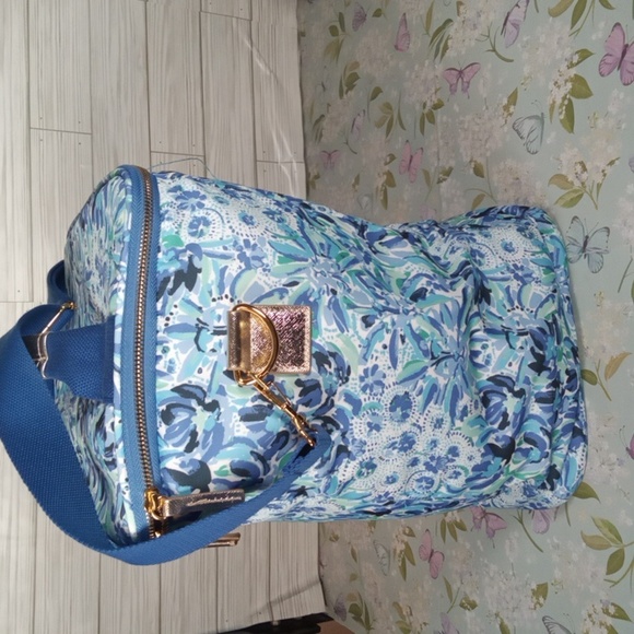 Lilly Pulitzer Insulated Wine Cooler Bag Or Drinks Blue Pinic Football Games - Picture 5 of 9